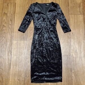 ASOS Black Crushed Velvet Midi Dress